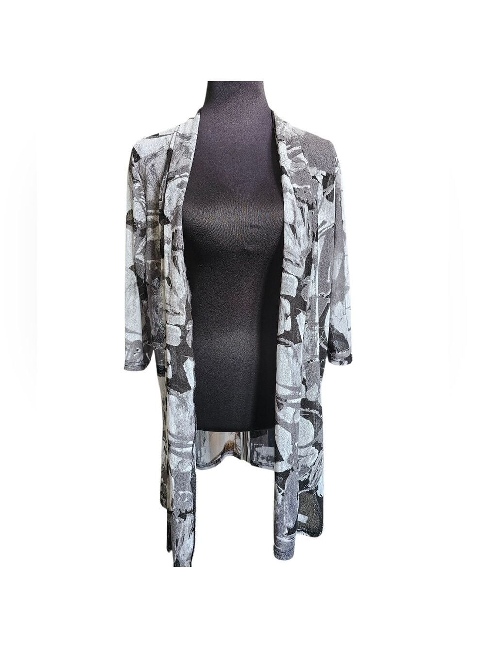CREATION Black & White Sheer Cover Up Cardigan Jacket Size Large NWT